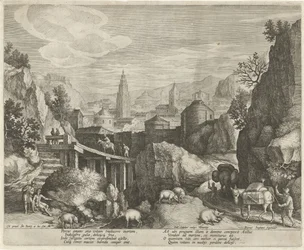 Paesaggio roccioso con la favola dell