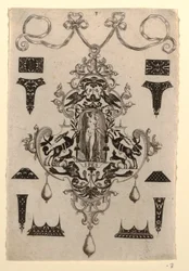 Disegno di pendente con la Virtù Speranza, Tavola 3, da una serie di otto disegni di pendenti con le virtù cardinali
