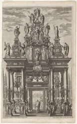 Frontespizio con arco trionfale con Cristo e gli Apostoli