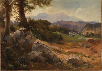 Paesaggio montano con capre