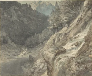 Paesaggio montuoso con fiume