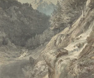 Paesaggio montuoso con un fiume, 1807-63