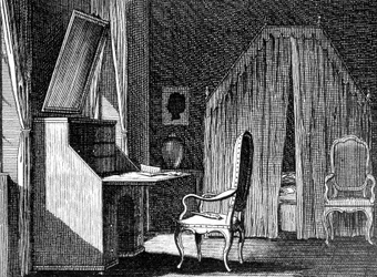 La stanza di Werther, illustrazione di Daniel Chodowiecki, incisione ispirata a I dolori del giovane Werther di Johann Wolfgang von Goethe