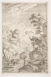 Paesaggio roccioso con cascata