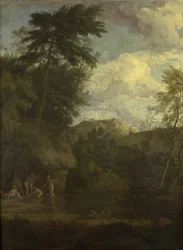 Paesaggio arcadico con Diana al bagno