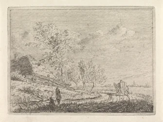 Paesaggio con carro e due pescatori