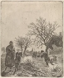 Paesaggio con pattinatori