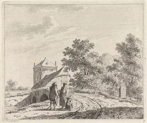 Paesaggio con ponte di pietra