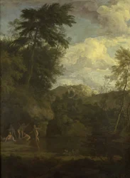 Paesaggio arcadico con Diana che fa il bagno