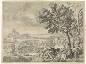 Paesaggio con burrone e cascata
