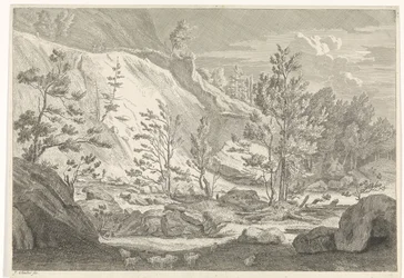 Ravina con un gregge di pecore (serie di paesaggi nel Chartreuzer-gebergte)