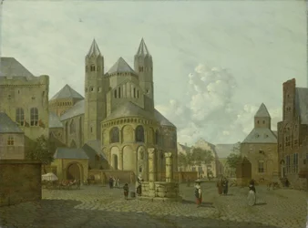 Paesaggio immaginario con chiesa romanica
