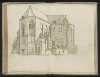 Lato destro e posteriore della Pieterskerk a Utrecht