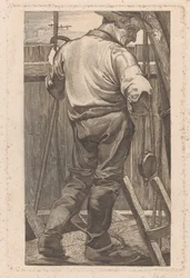 Lavoratore presso una staccionata di legno