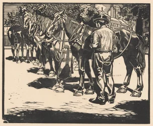 Cavalli da sella in una piazza