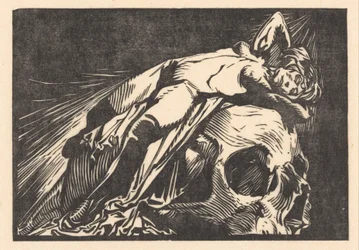 Donna sdraiata su un teschio