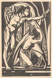 Uomo in piedi e donna inginocchiata