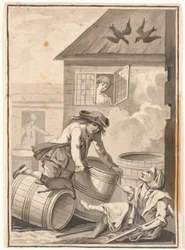 Jens Blok e Gunild. Illustrazione per Ludvig Holberg: Peder Paars 1772. (libro 2, canto 3)