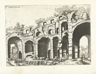 Veduta di un anfiteatro probabilmente il Colosseo
