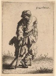 Mendicante con una gamba di legno