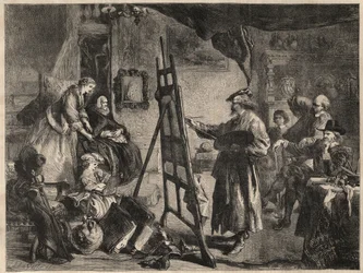 LO STUDIO DI REMBRANDT - incisione dal dipinto di J. Gilbert - l