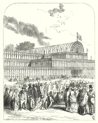 Il Crystal Palace a Hyde Park, Londra, sede della Grande Esposizione del 1851, progettato da Joseph Paxton e Charles Fox