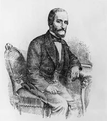 Ritratto di Raffaele Busacca dei Gallidoro (1810-1893), politico ed economista italiano, incisione
