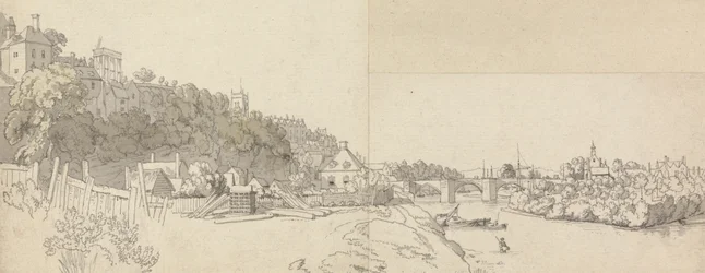 Una città vista dalle rive di un fiume