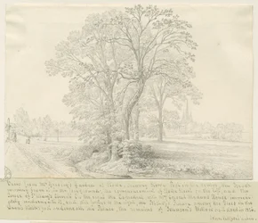 Lichfield - Vista attraverso Stowe Pool: disegno a penna, nd [1826]