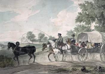Carro belga che trasporta feriti dal campo dopo la battaglia di Waterloo, 1815