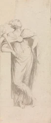 Figura femminile allegorica: che tiene una torcia fiammeggiante