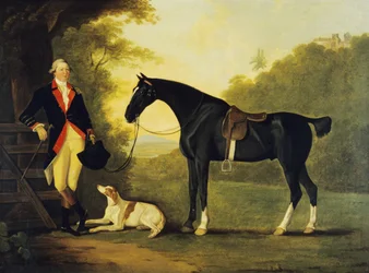 Ufficiale delle Guardie a Cavallo Reali con il suo cavallo e cane