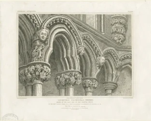 Interno della Cattedrale di Lichfield - Archi nella Sala Capitolare: incisione, nd [c 1819]