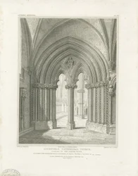 Interno della Cattedrale di Lichfield - Porta della Sala Capitolare: incisione, nd [c 1819]