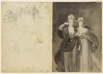 Schizzi di teste verso, sinistra, Due donne verso, destra, c. 1770-1775