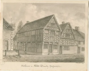 Vecchie Case di Abbots Bromley (disegno a seppia, 1839)