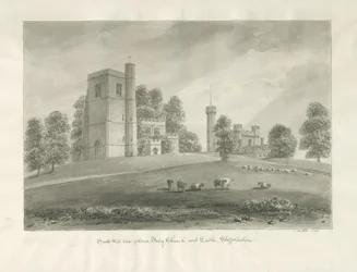 Chiesa e Castello di Arley: disegno a seppia