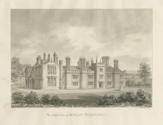 Blithfield Hall: disegno a seppia, 1823