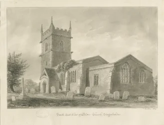 Chiesa di Blore: disegno a seppia, 1839