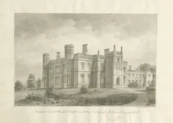 Butterton Hall: disegno a seppia