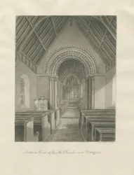 Chiesa del Castello - Interno della Chiesa: disegno a seppia