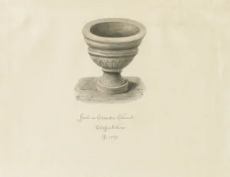 Croxden - Fonte nella Cappella degli Ospiti: disegno a seppia