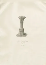 Fonte nella Chiesa di Aldridge: disegno a seppia