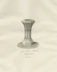 Fonte battesimale nella Chiesa di Kinver: disegno a seppia