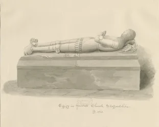 Chiesa di Gnosall - Effigie: disegno a seppia