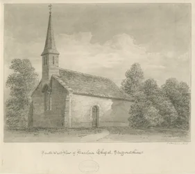 Cappella di Haselour: disegno a seppia, 1828