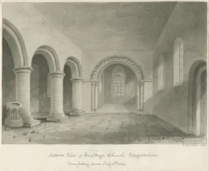 Interno della Chiesa di Armitage: disegno a seppia, 6 lug 1844