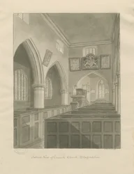 Interno della Chiesa di Cannock: disegno a seppia