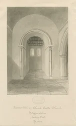 Interno della Chiesa di Church Eaton: disegno a seppia