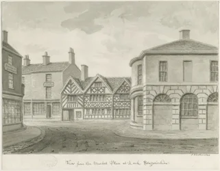 Leek Town - Piazza del Mercato (disegno a seppia)